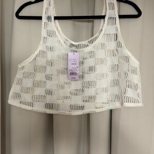 Sz XS NWT Cream Mesh Crop Top